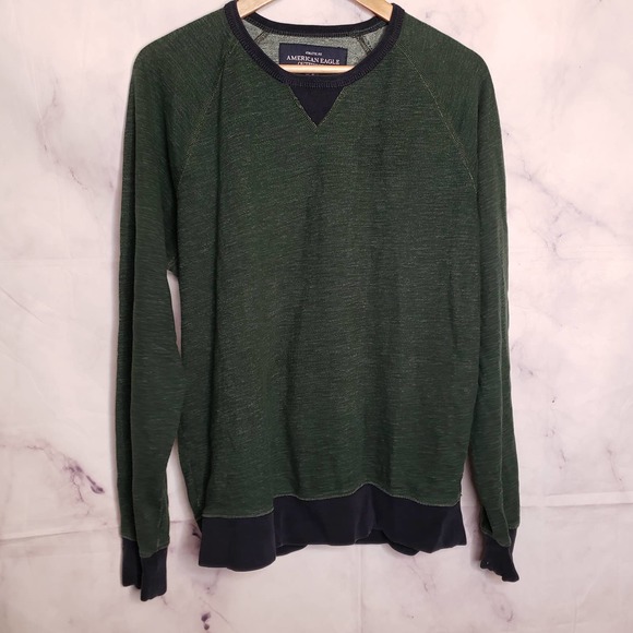 AMERICAN EAGLE Outfitters Heathered Graan Athletic Fit Men's Sweater L - Picture 1 of 6